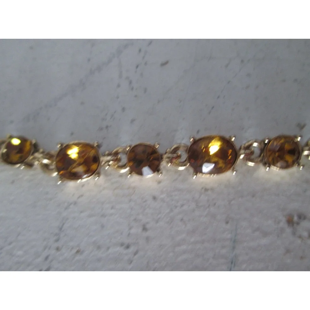 Lauren Conrad Gold tone w Amber Rhinestone Tennis Bracelet & CZ Sterling Earring